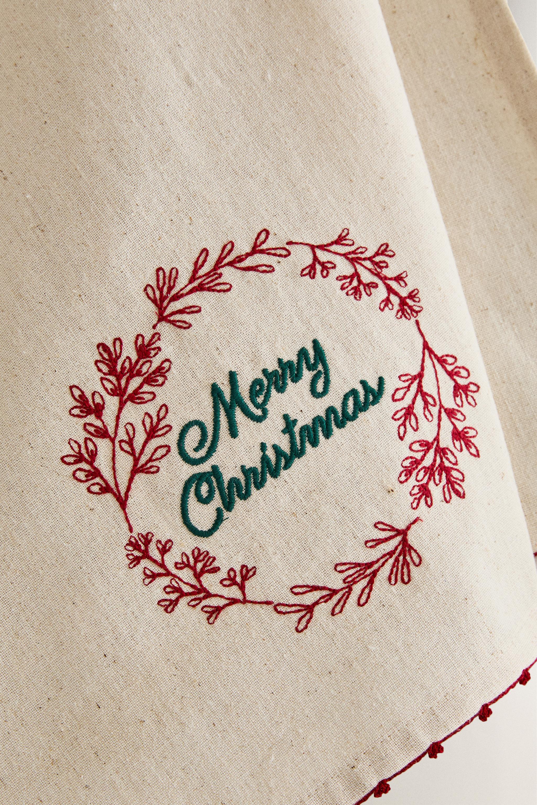 EMBROIDERED CHRISTMAS COTTON KITCHEN TOWEL